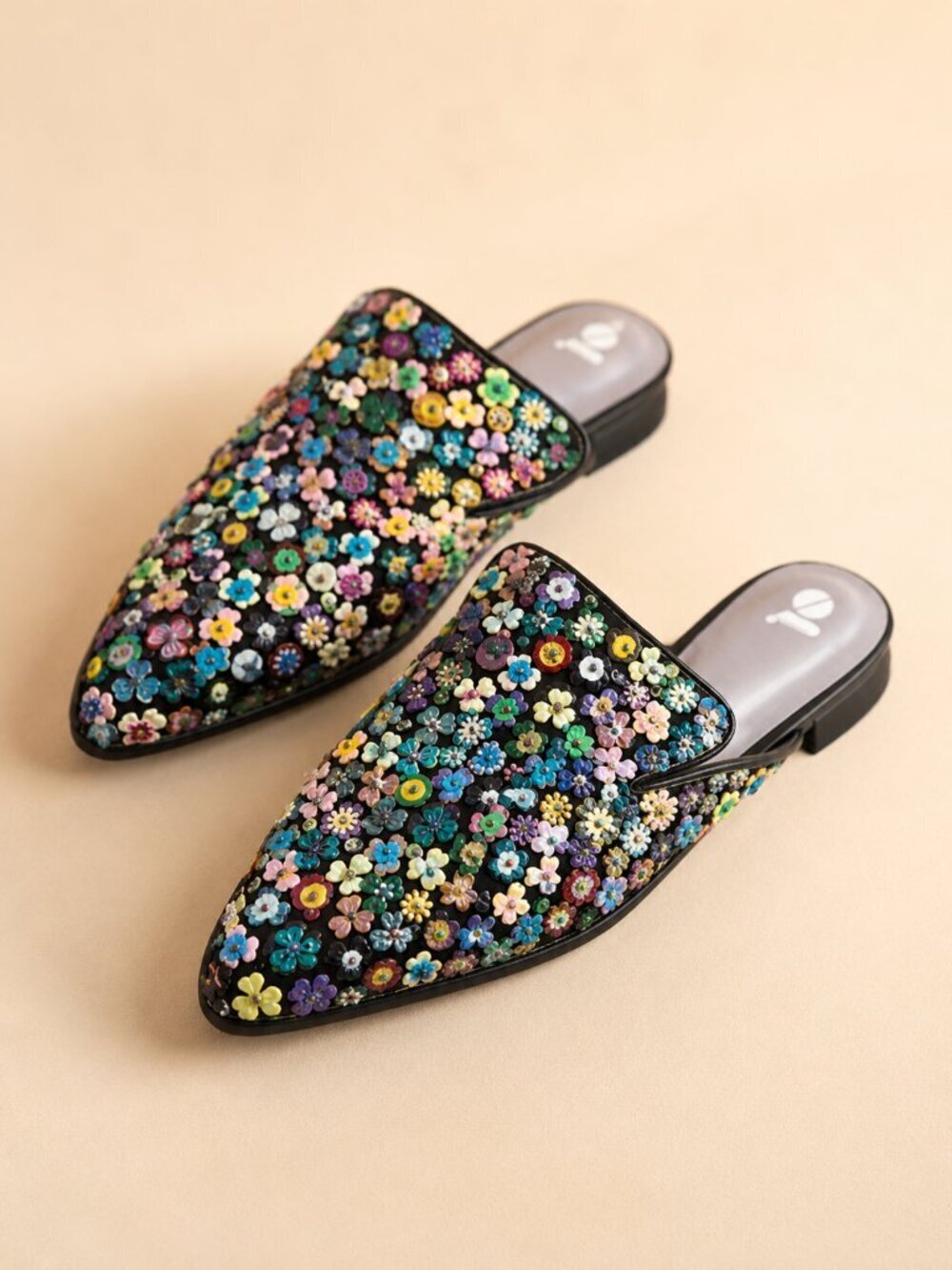 ANTHROPOLOGIE GOSSIP Indian Sequin Floral Mules